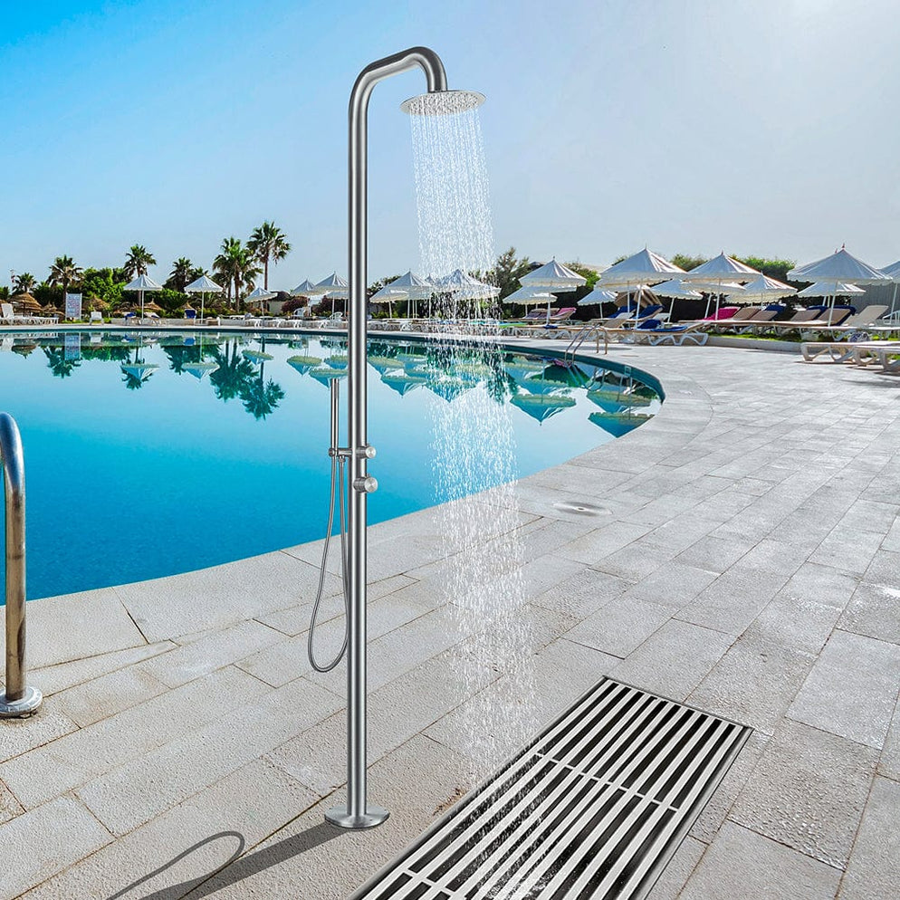 Muhlenberg Freestanding Stainless Steel Outdoor Shower with Hand Showe