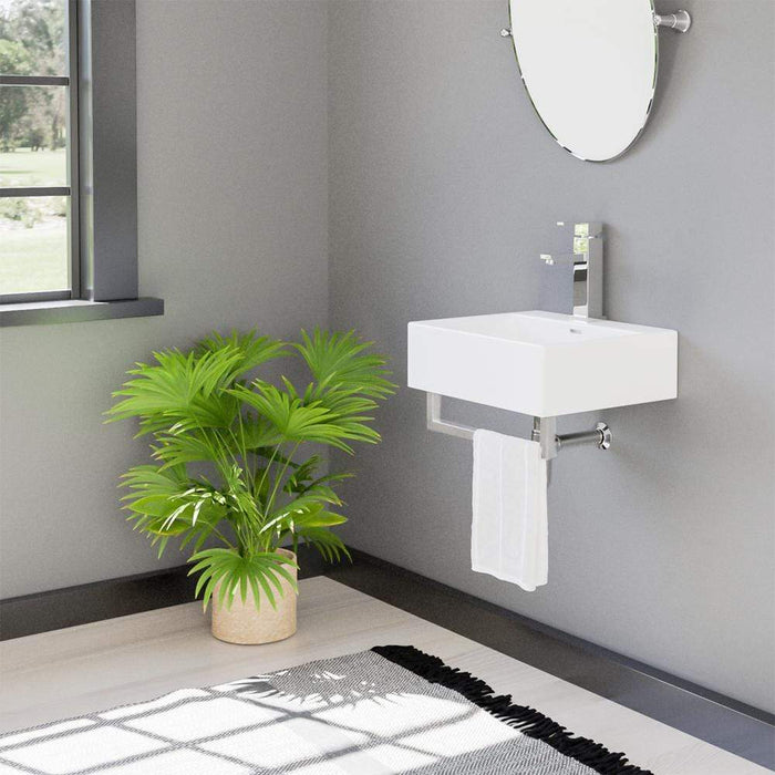 20 Alderson Wall-Mount Vitreous China Sink with Steel Towel Bar