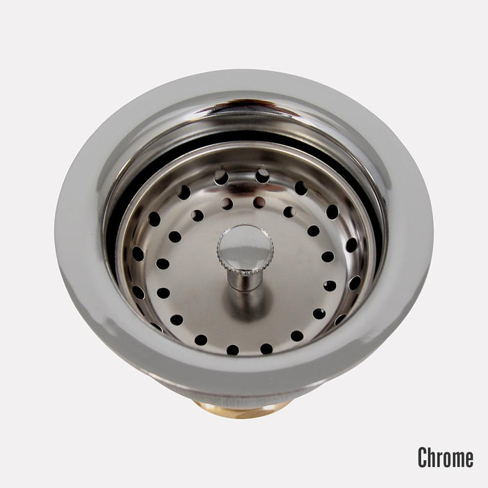 3.5 Lift and Turn Kitchen Sink Drain Round Strainer in Stainless Steel with Colander Basket and Cover - Silver