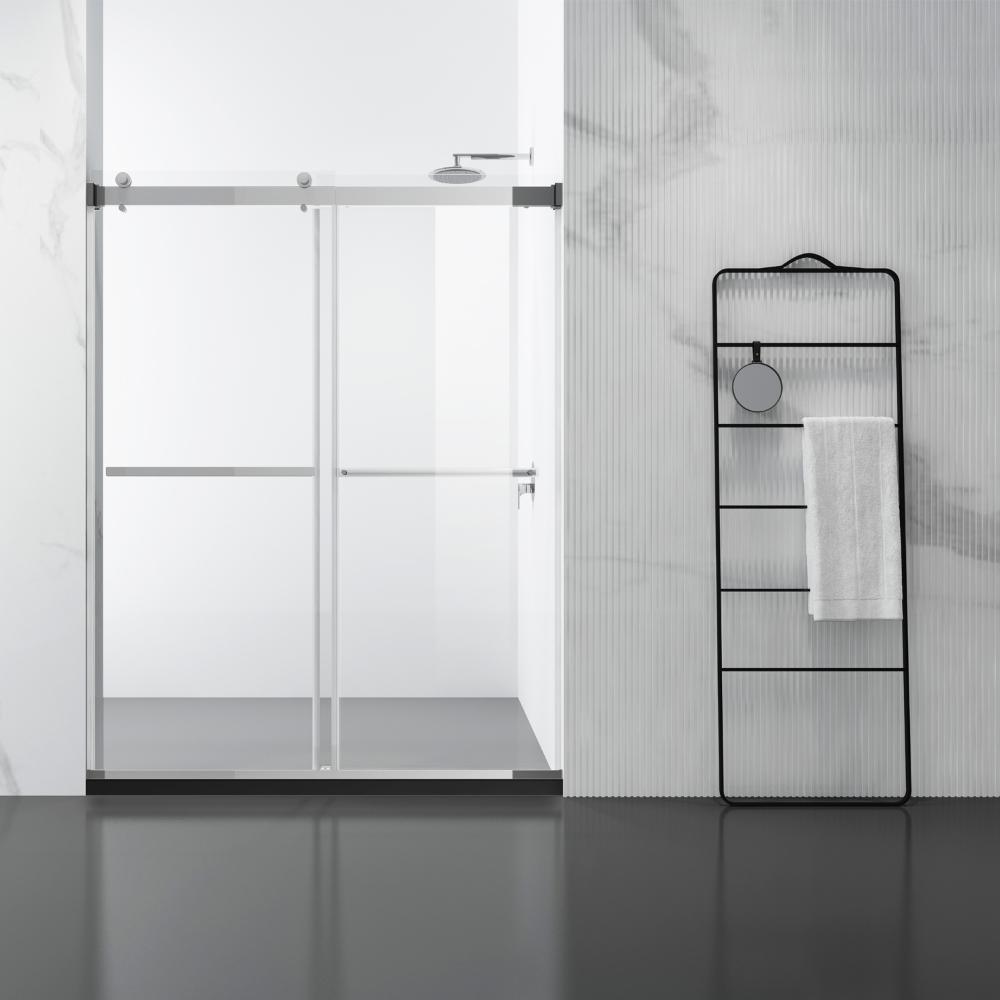 Polished Chrome Corner Mounted Double Glass Shower Shelf Bathroom